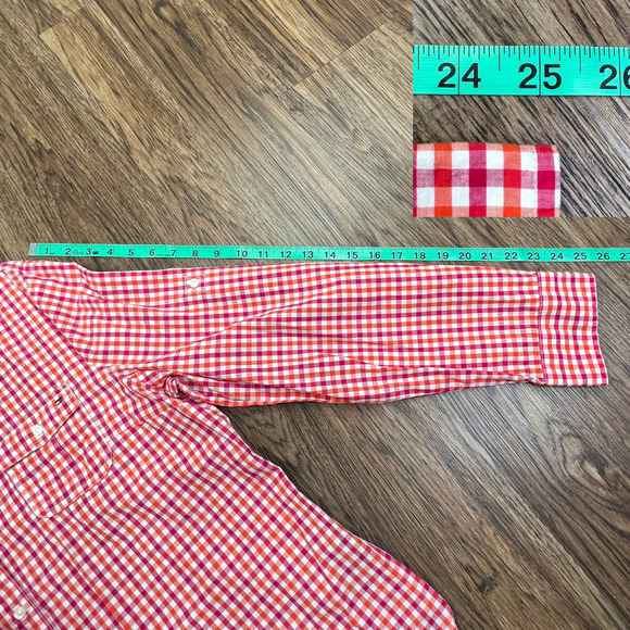 Tommy Hilfiger Orange, Pink + White Long Sleeve Plaid Button Down Shirt Size XXL - Picture 6 of 11
